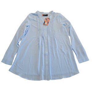 Indigo Poppy Maternity Womens Flowy‎ Blouse Sz S  Light Blue Long Sleeve NWT